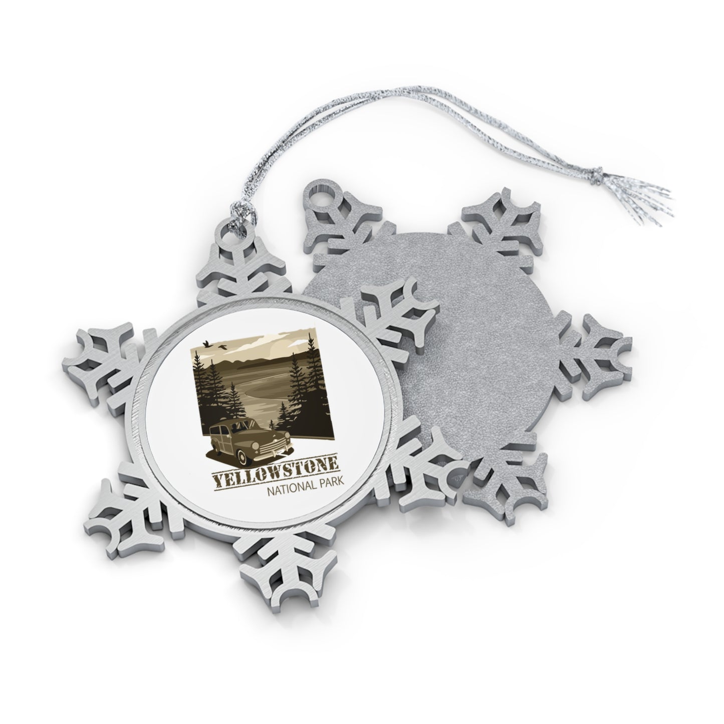 Yellowstone National Park Passport Hiking Pewter Snowflake Ornament - NP055ALL