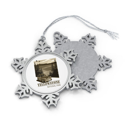 Yellowstone National Park Passport Hiking Pewter Snowflake Ornament - NP055ALL