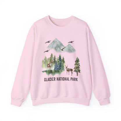 Glacier National Park Mountain Watercolor Sweatshirt - NPT062ALL