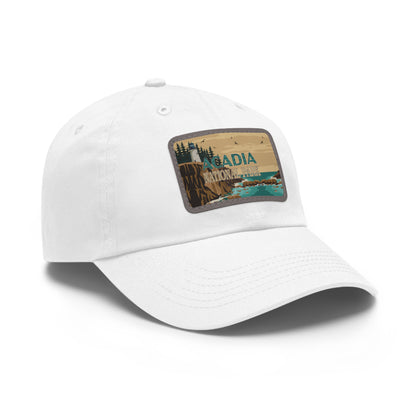 Acadia Leather Patch Hat, Inspirational Camping Gifts for Dad, Father's Day Outdoor Adventure Hat from Family HATNP011