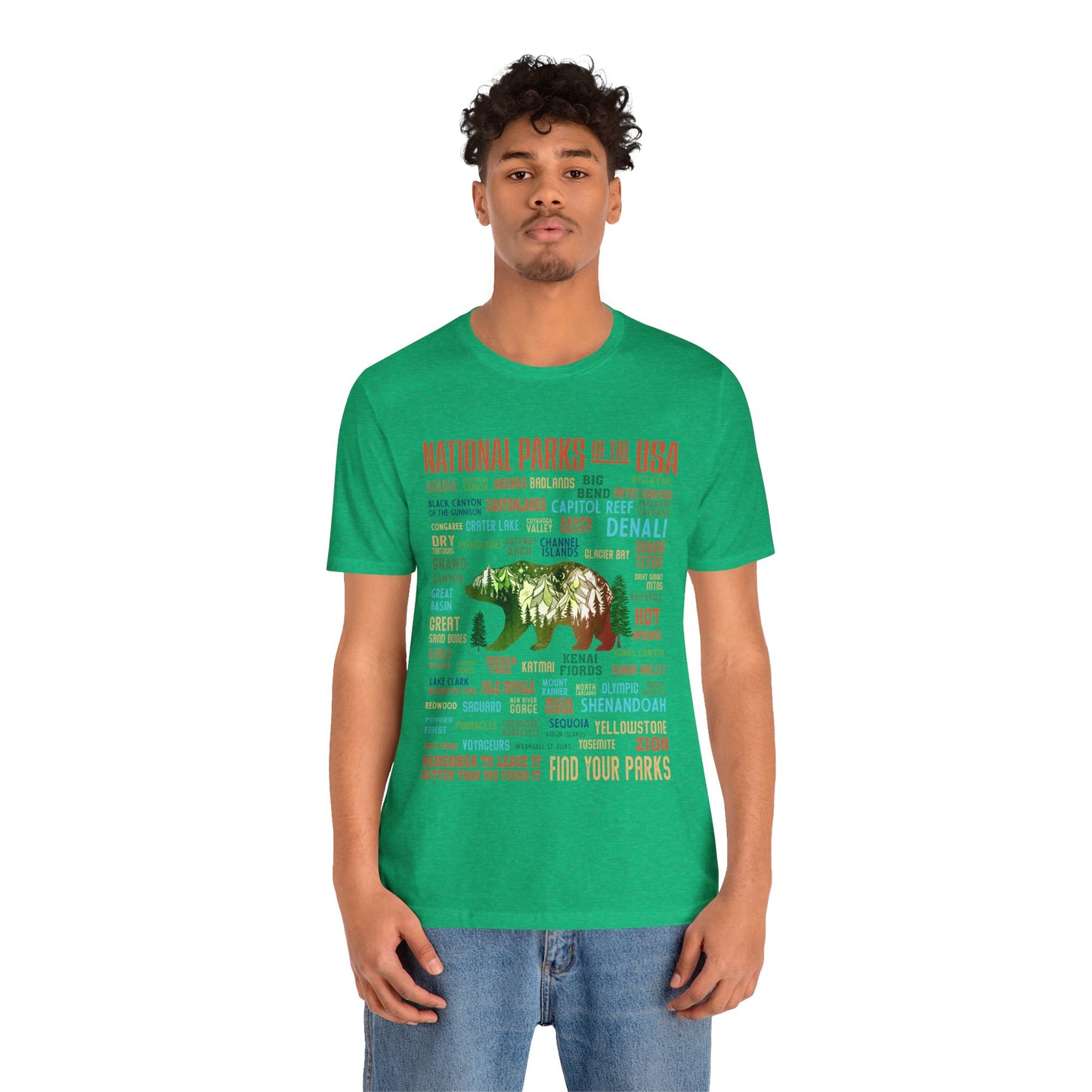 63 National Park Checklist Hiking Shirt, All 63 US National Park Name List Adventure Bear shirt - Npt031all