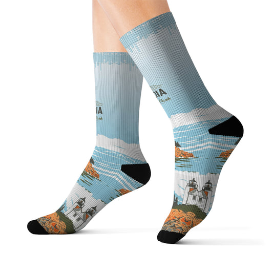 Acadia Sublimation Socks Gifts for National Park Lovers, Gifts from Friends, Gifts for Outdoor Enthusiasts SOCKNP009