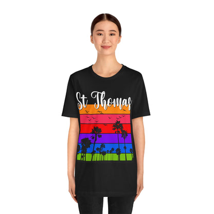 St Thomas Lover  Beach Rainbow Palm Trees Vacation Souvenir Travel Caribbean Sea shirt - NPT196ALL