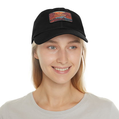 Rim To Rim To Rim Leather Patch Hat, Grand Canyon National Park Mountain Camping Hiking Mountain R2R2R Hat - HATNP012