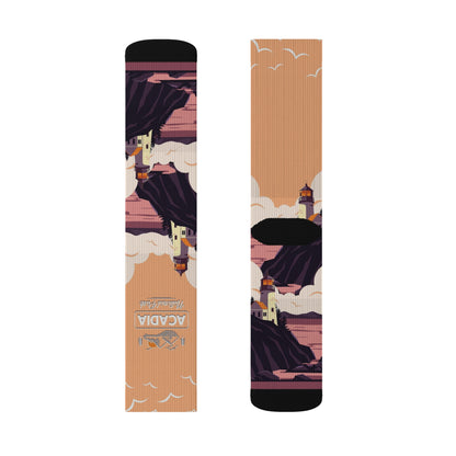 Acadia Sublimation Socks, Acadia National Park Camping Hiking Adventure Mountain Socks - SOCKNP031