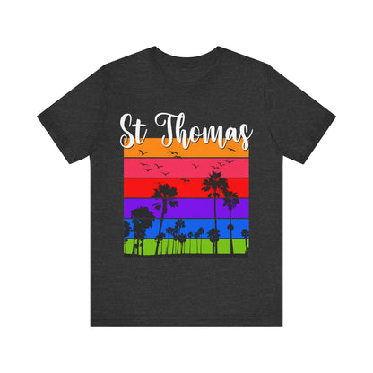 St Thomas Lover  Beach Rainbow Palm Trees Vacation Souvenir Travel Caribbean Sea shirt - NPT196ALL