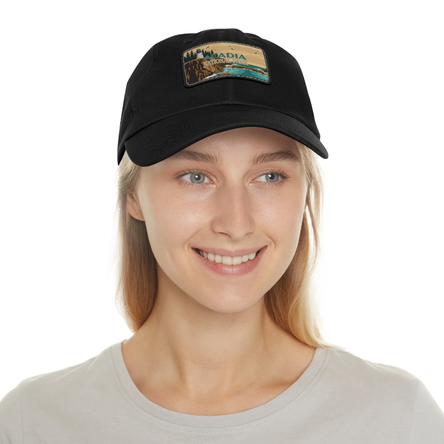 Acadia Leather Patch Hat, Inspirational Camping Gifts for Dad, Father's Day Outdoor Adventure Hat from Family HATNP011