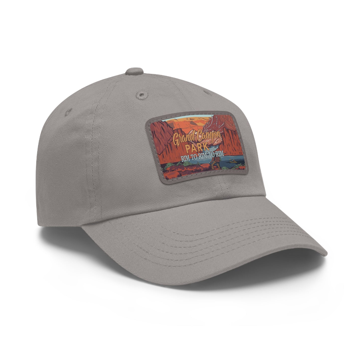 Rim To Rim To Rim Leather Patch Hat, Grand Canyon National Park Mountain Camping Hiking Mountain R2R2R Hat - HATNP012