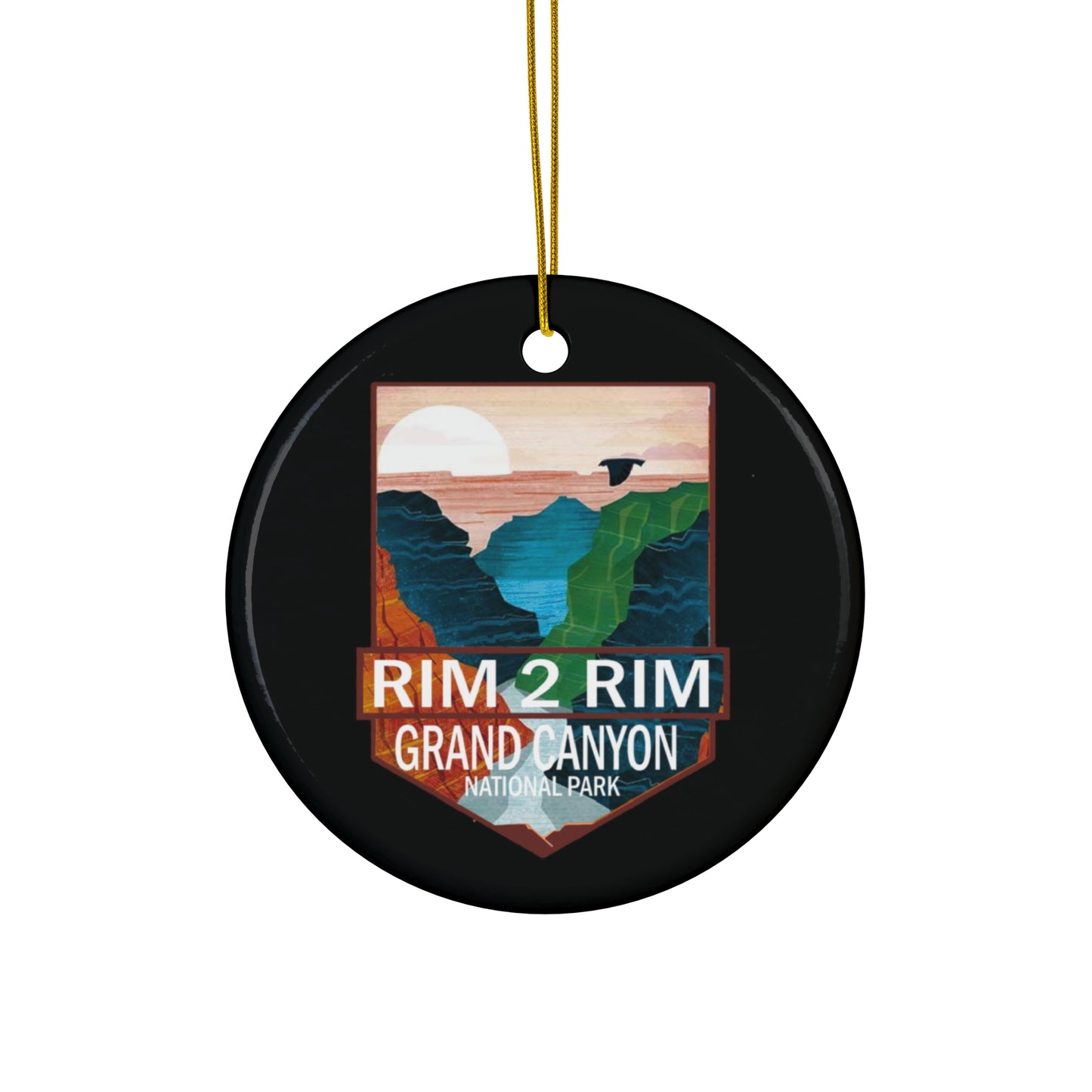 Rim 2 Rim Ornament, Grand Canyon National Park Hiker R2R Hiking Camping Ceramic Ornament - NP0431ALL