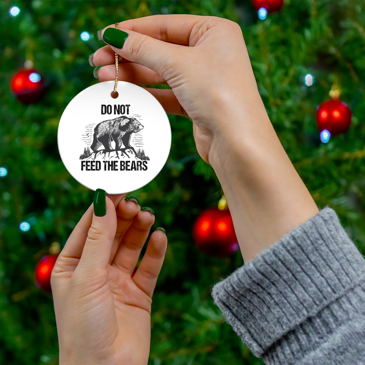 Bear National Parks Ornament , Do Not Feed The Bear Ceramic Ornament - NP0107ALL