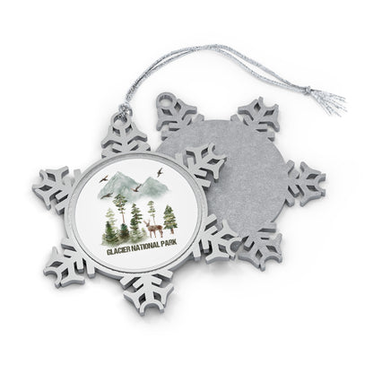 Glacier National Park Adventure Outdoors  Hiking Wanderlust Explore Pewter Snowflake Ornament - NP0173ALL