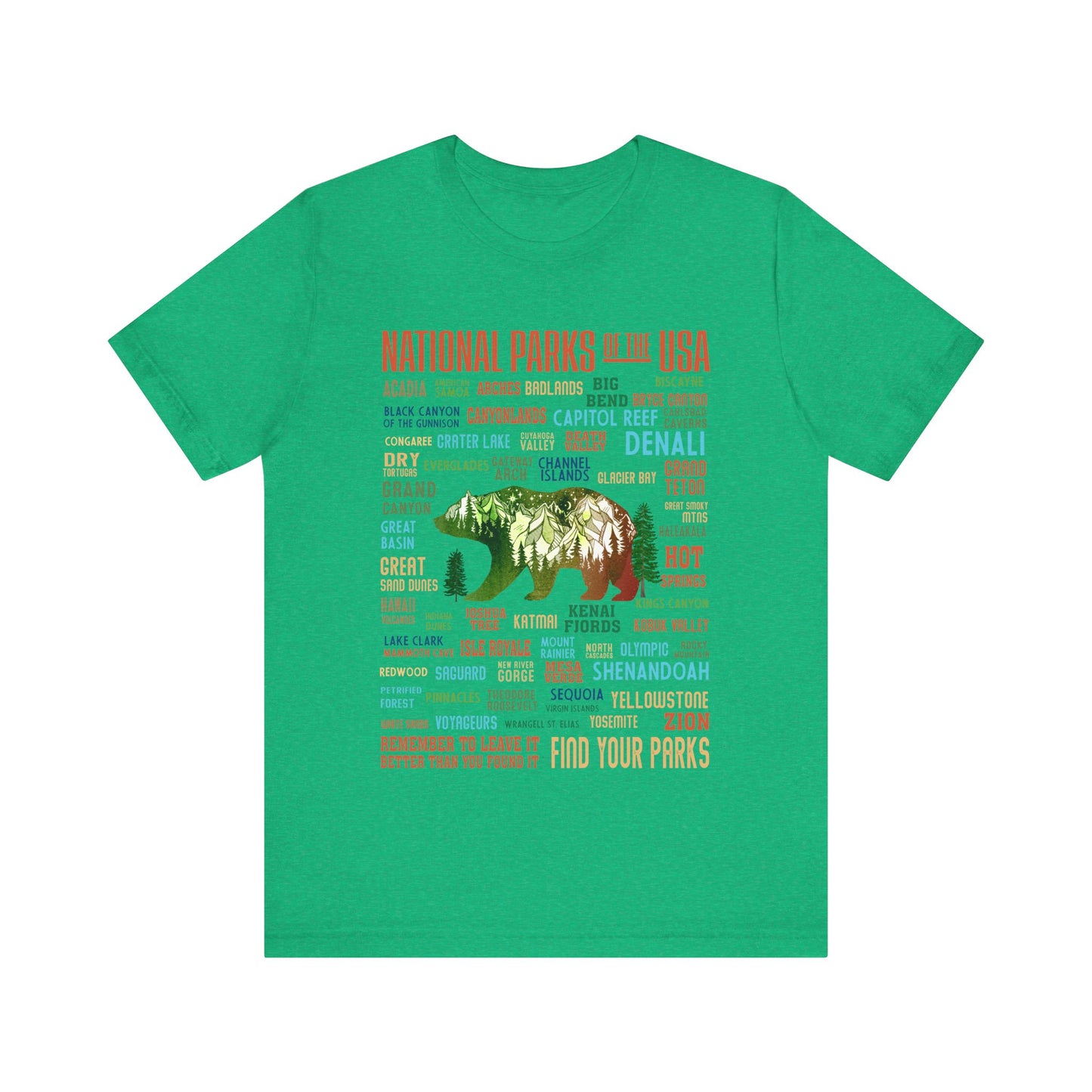 63 National Park Checklist Hiking Shirt, All 63 US National Park Name List Adventure Bear shirt - Npt031all