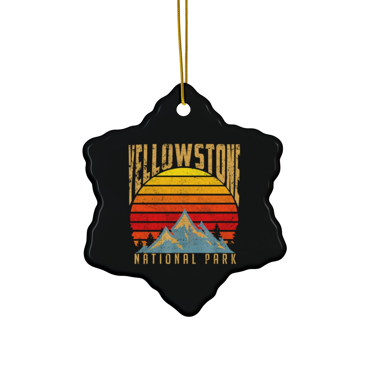 Vintage Yellowstone Ornament, Yellowstone National Park Hiking Ceramic Ornament - NP004ALL