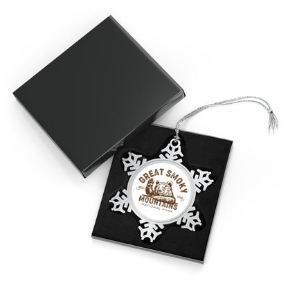 Great Smoky Mountain National Park Bear Pewter Snowflake Ornament - NP0114ALL