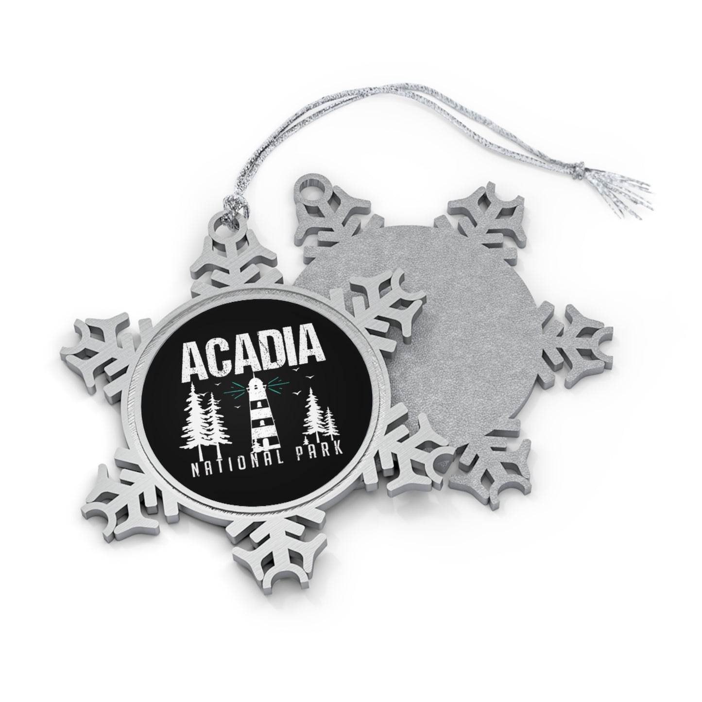 Acadia National Park Pewter Snowflake Ornament, Christmas Gifts from Friends for Hikers and Outdoor Enthusiasts - NP012ALL