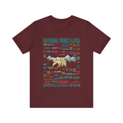 63 National Park Name Crewneck Shirt, All 63 US National Park List Adventure Awaits Checklist shirt - Np0324all