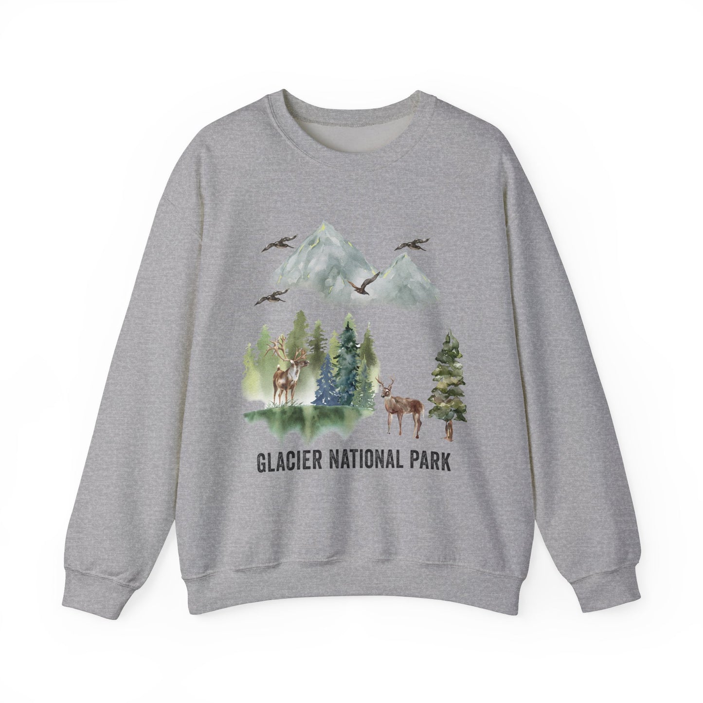 Glacier National Park Mountain Watercolor Sweatshirt - NPT062ALL