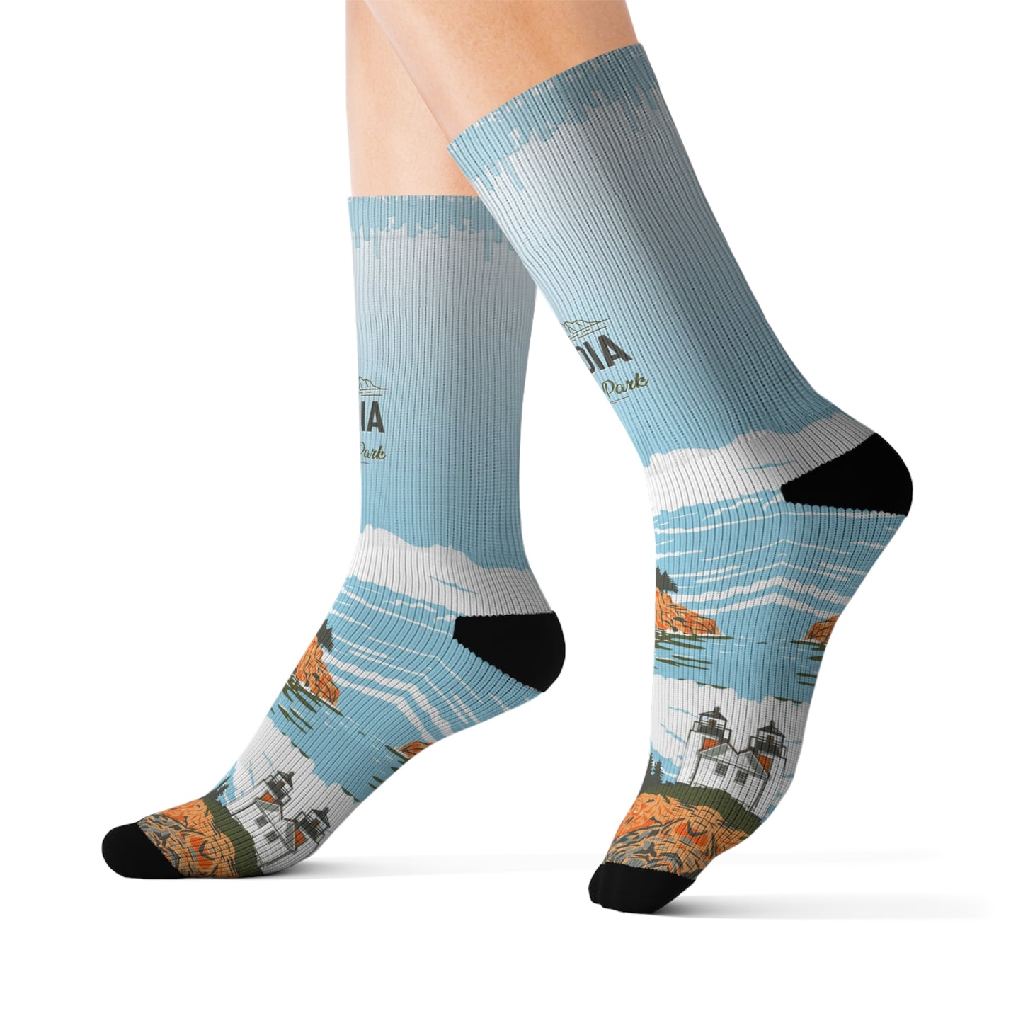 Acadia Sublimation Socks Gifts for National Park Lovers, Gifts from Friends, Gifts for Outdoor Enthusiasts SOCKNP009