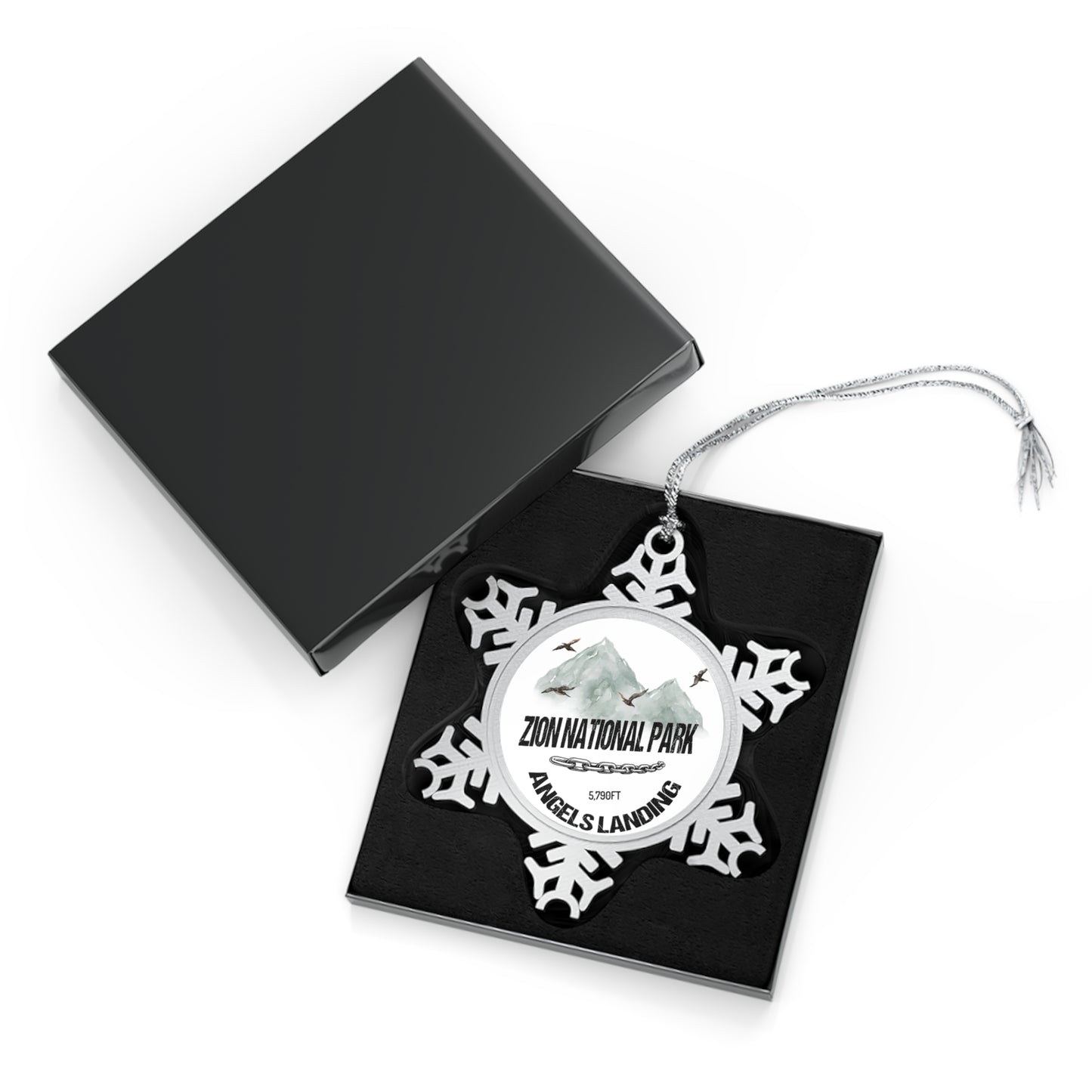 Angels Landing Zion National Park Pewter Snowflake Ornament, Holiday Decor Gifts for Men, Women, Friends Gifts from Family,