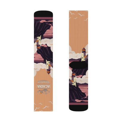 Acadia Sublimation Socks, Acadia National Park Camping Hiking Adventure Mountain Socks - SOCKNP031