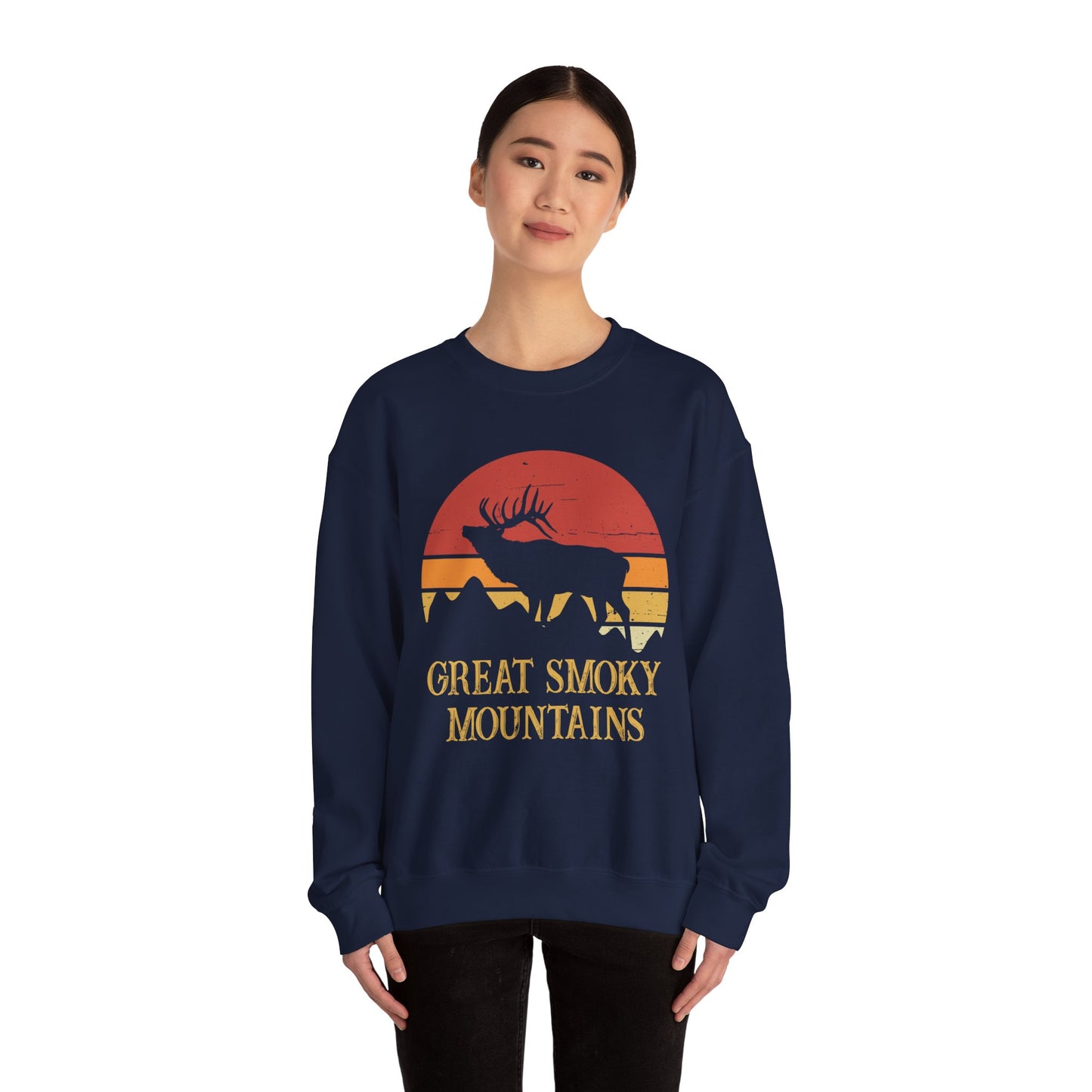 Vintage Great Smoky Mountains National Park Camping Forest Deer Hiking Sweatshirt - NPT040ALL