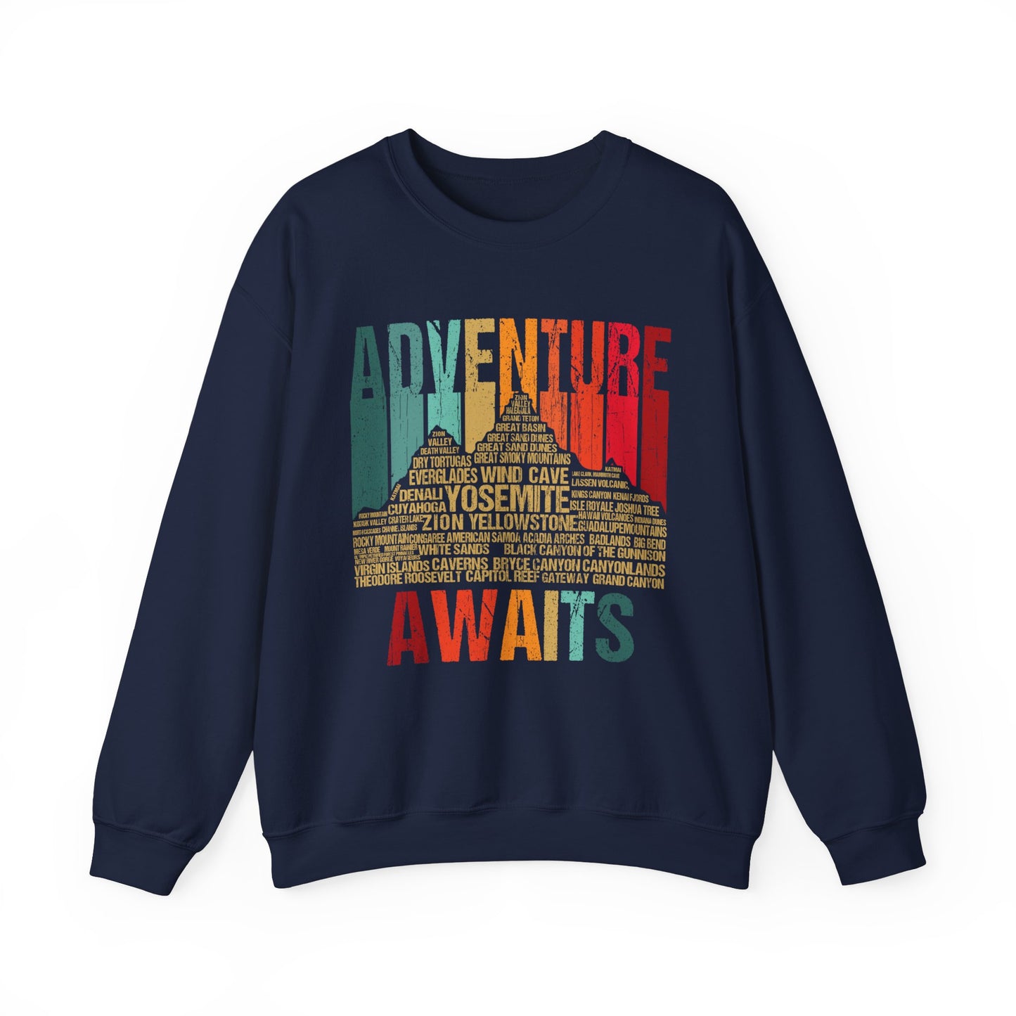 All 63 US National Park Name List Adventure Awaits Camping Sweatshirt - Npt266all