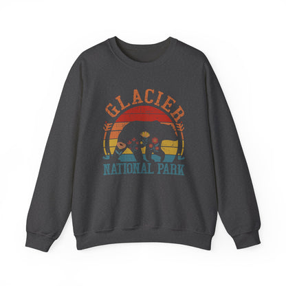 Glacier National Park Bear Floral Hiking Forest Camping Mountain Wild Flower Hiking Travel Sweatshirt - NPT015ALL