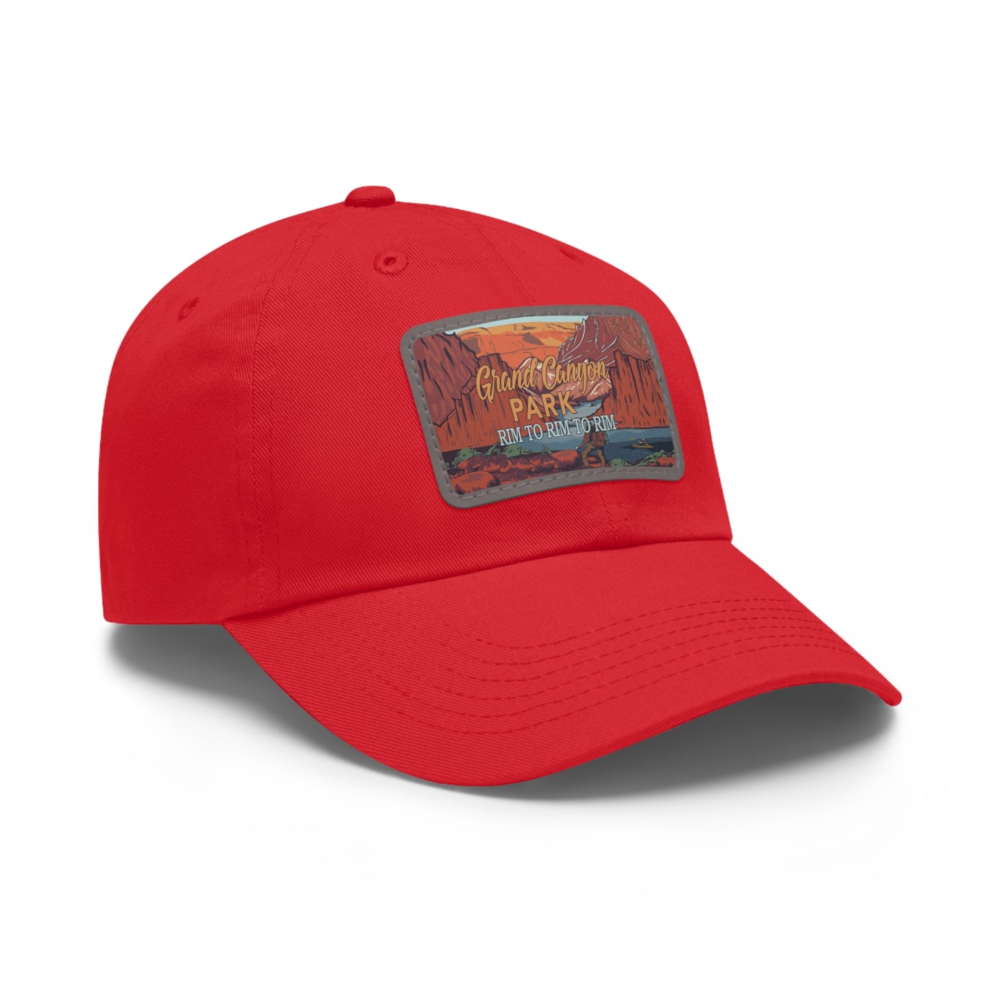 Rim To Rim To Rim Leather Patch Hat, Grand Canyon National Park Mountain Camping Hiking Mountain R2R2R Hat - HATNP012