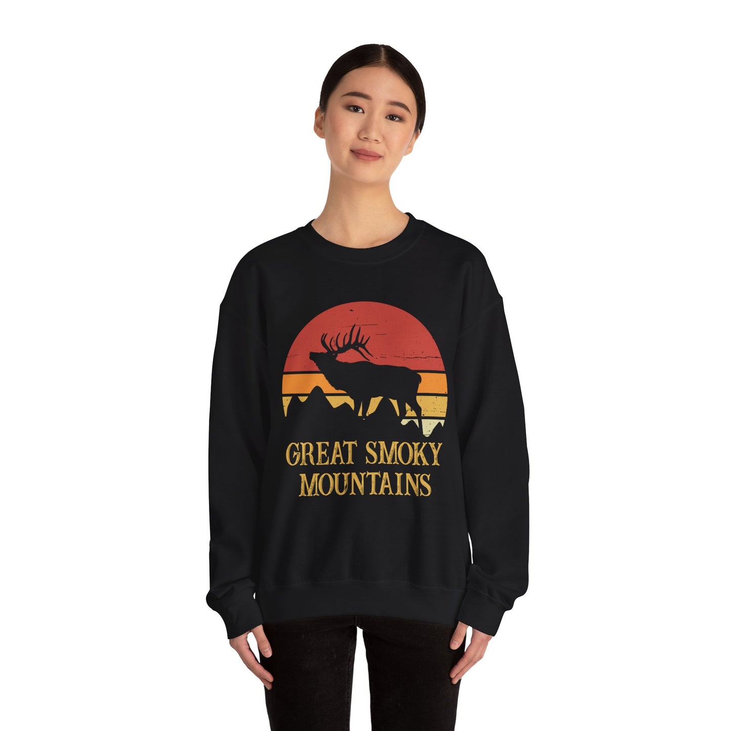 Vintage Great Smoky Mountains National Park Camping Forest Deer Hiking Sweatshirt - NPT040ALL