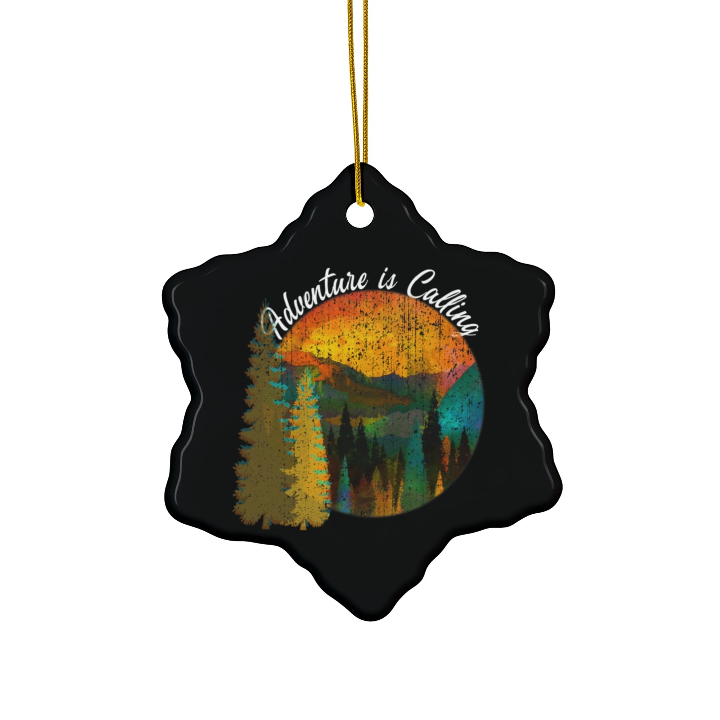 Adventure Is Calling Ornament, Adventure Awaits US National Park Mountains Hiking Outdoors Wanderlust Ceramic Ornament - NP0144ALL