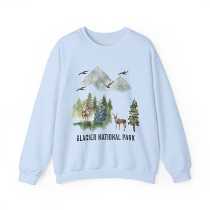 Glacier National Park Mountain Watercolor Sweatshirt - NPT062ALL