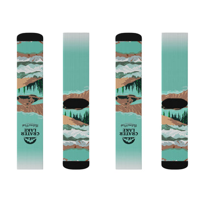 Crater Lake National Park Sublimation Socks, Inspirational Hiking Gifts for Men and Women - SOCKNP027