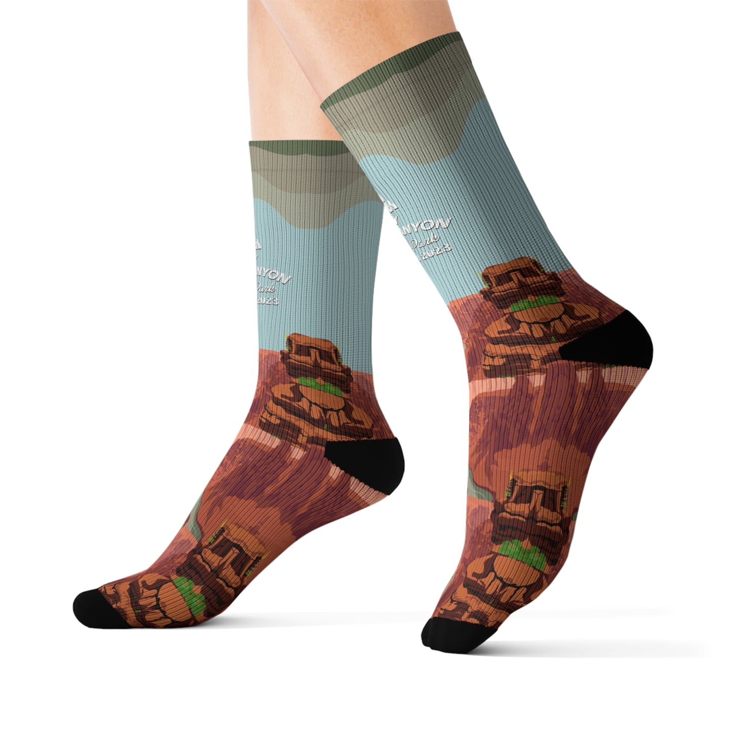 Rim To Rim Sublimation Socks Hiking Gifts from Friends, Grand Canyon National Park Camping, Adventure Gifts for Men and Women