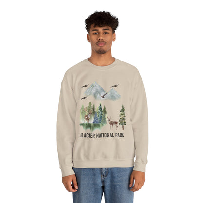 Glacier National Park Mountain Watercolor Sweatshirt - NPT062ALL