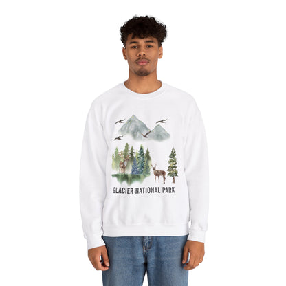 Glacier National Park Mountain Watercolor Sweatshirt - NPT062ALL