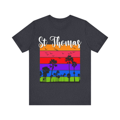 St Thomas Lover  Beach Rainbow Palm Trees Vacation Souvenir Travel Caribbean Sea shirt - NPT196ALL