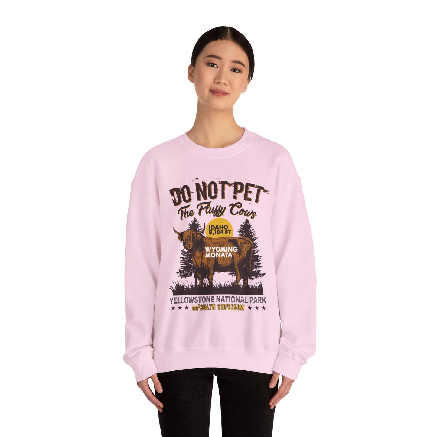 Don't Pet The Fluffy Cows Vintage Yellowstone National Park Idaho Wyoming Monata Buffalo Sweatshirt - NPT108ALL