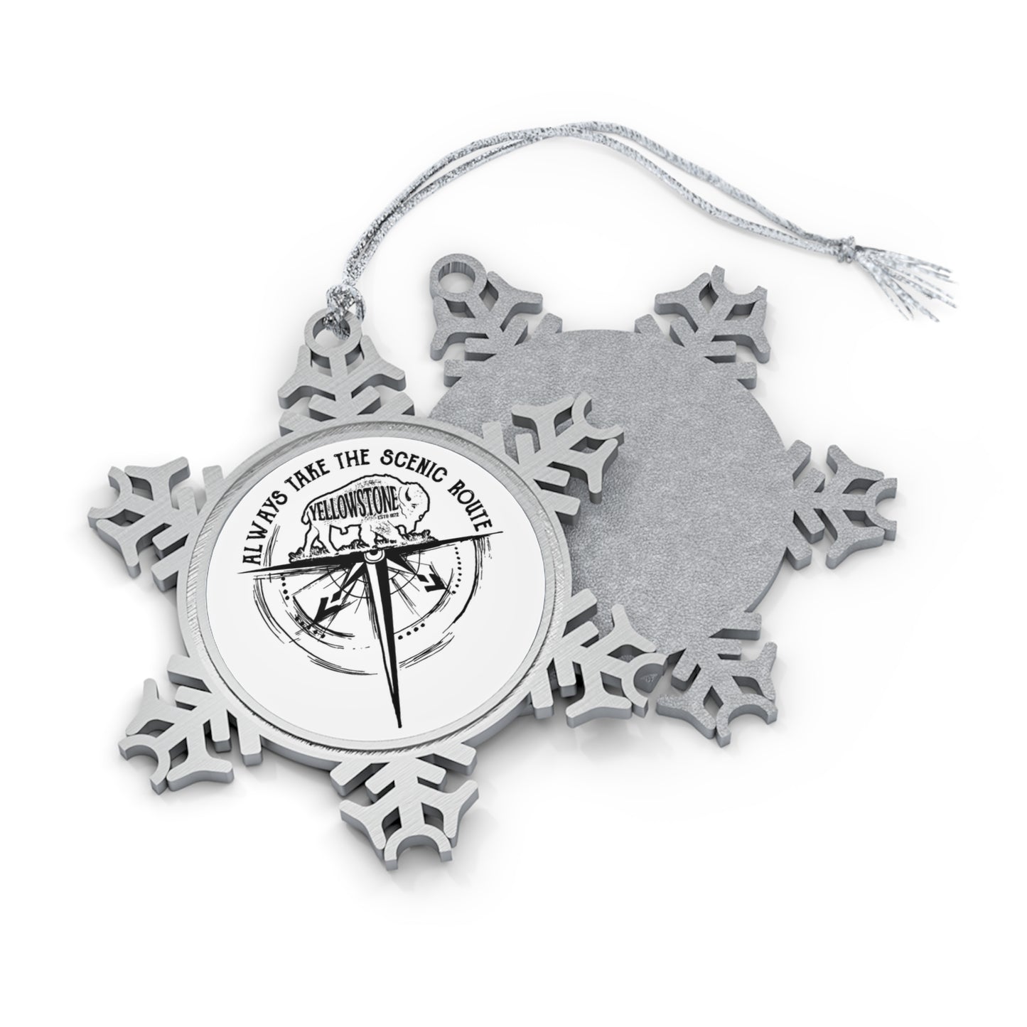 Yellowstone National Park Pewter Snowflake Ornament, Gifts for Friends and Family, Christmas Gifts NP0865ALL