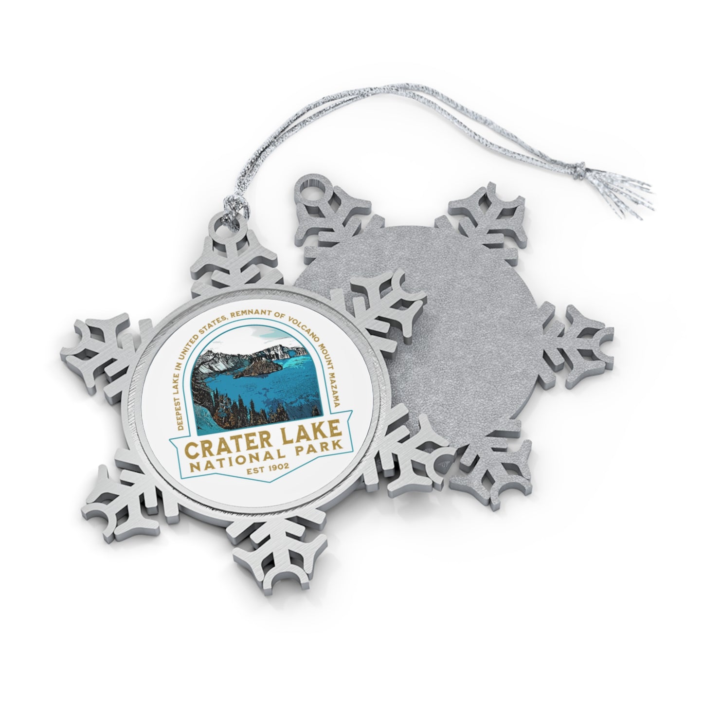 Crater Lake National Park Pewter Snowflake Ornament, Gifts from Friends and Family  Christmas and Special Occasions NP051ALL