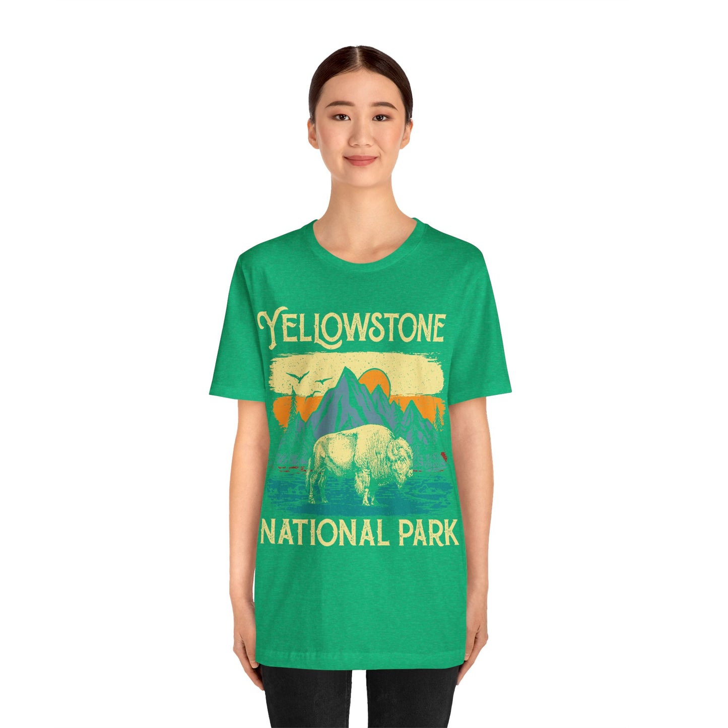 Yellowstone Crewneck Shirt, Yellowstone National Park NPS Camping Buffalo Fluffy Cows Shirt - NPT027ALL