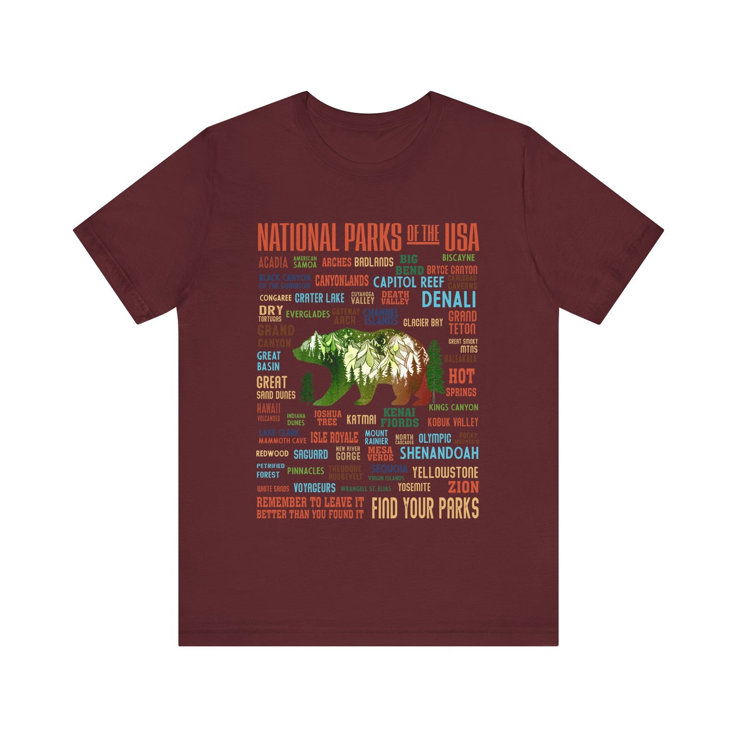 63 National Park Checklist Hiking Shirt, All 63 US National Park Name List Adventure Bear shirt - Npt031all