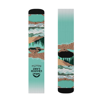 Crater Lake National Park Sublimation Socks, Inspirational Hiking Gifts for Men and Women - SOCKNP027