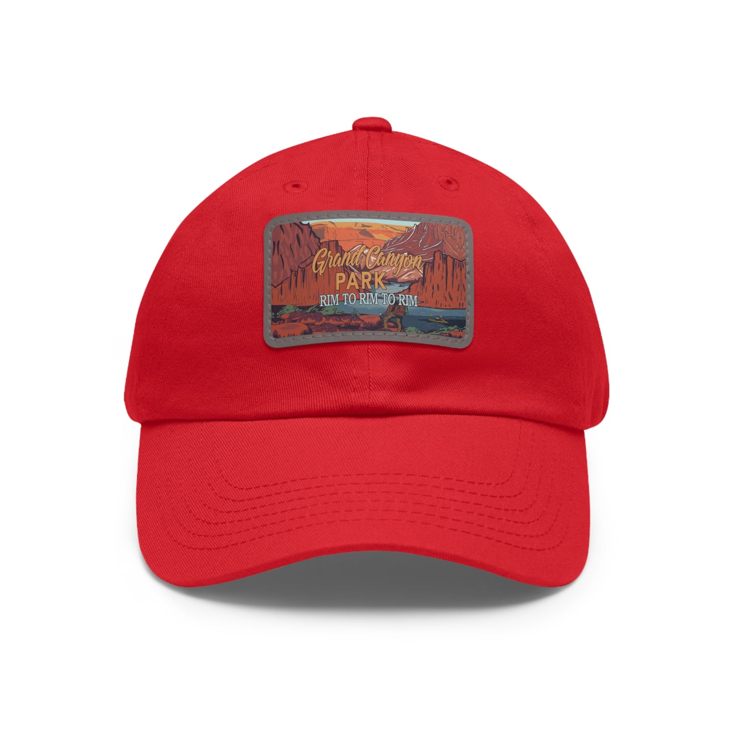 Rim To Rim To Rim Leather Patch Hat, Grand Canyon National Park Mountain Camping Hiking Mountain R2R2R Hat - HATNP012