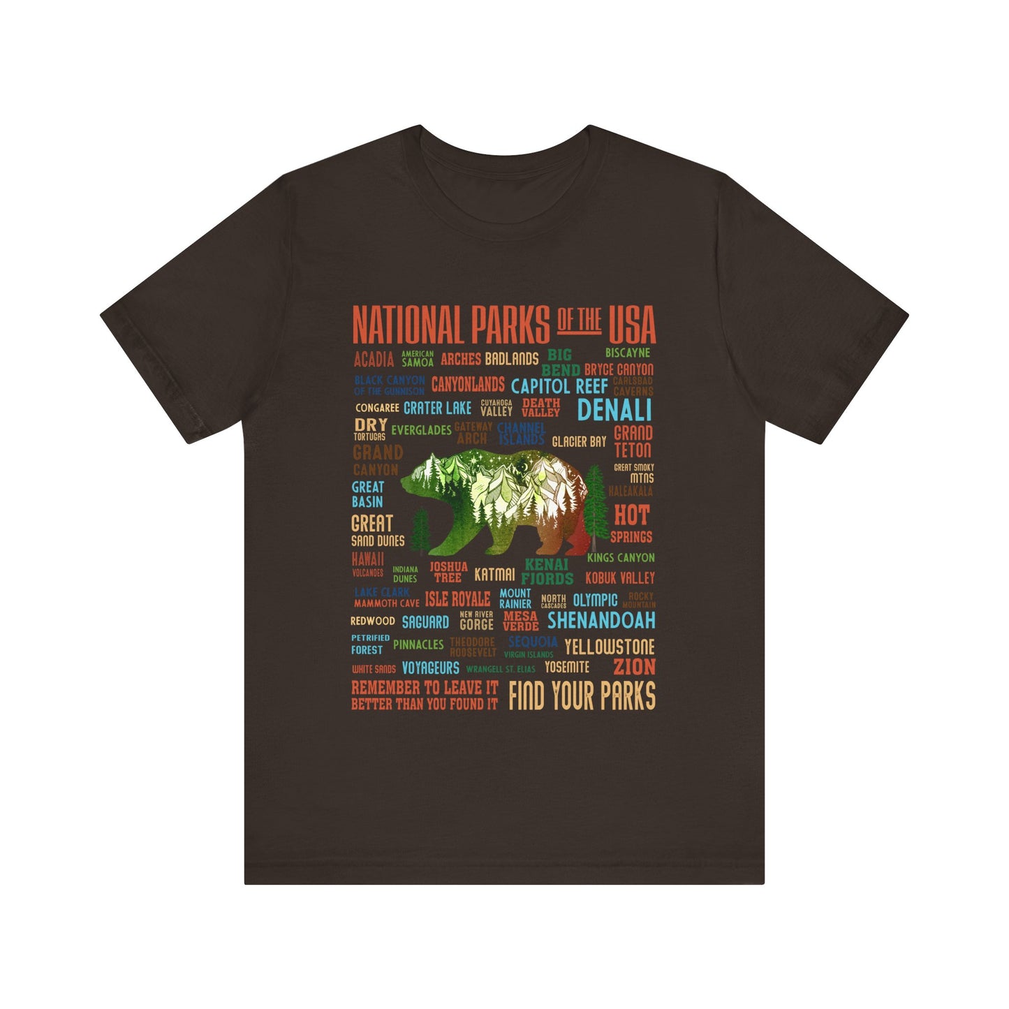 63 National Park Checklist Hiking Shirt, All 63 US National Park Name List Adventure Bear shirt - Npt031all