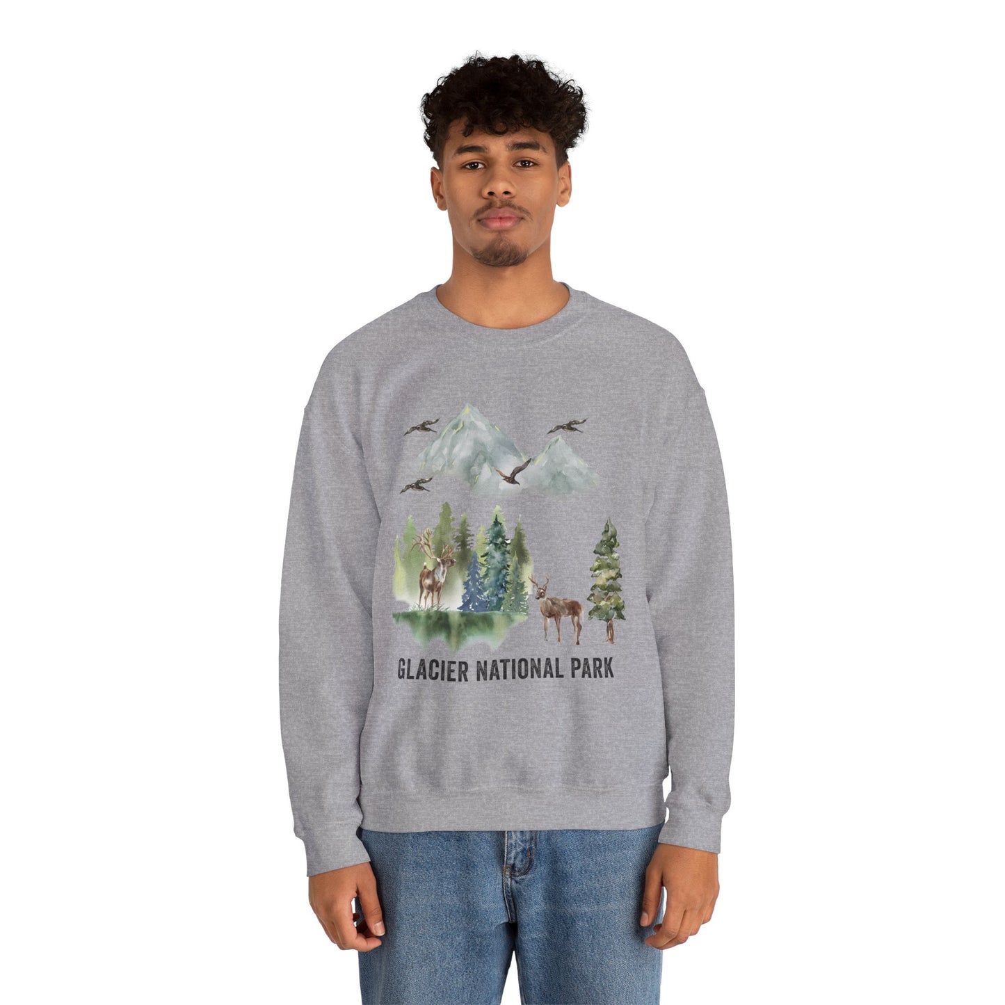 Glacier National Park Mountain Watercolor Sweatshirt - NPT062ALL