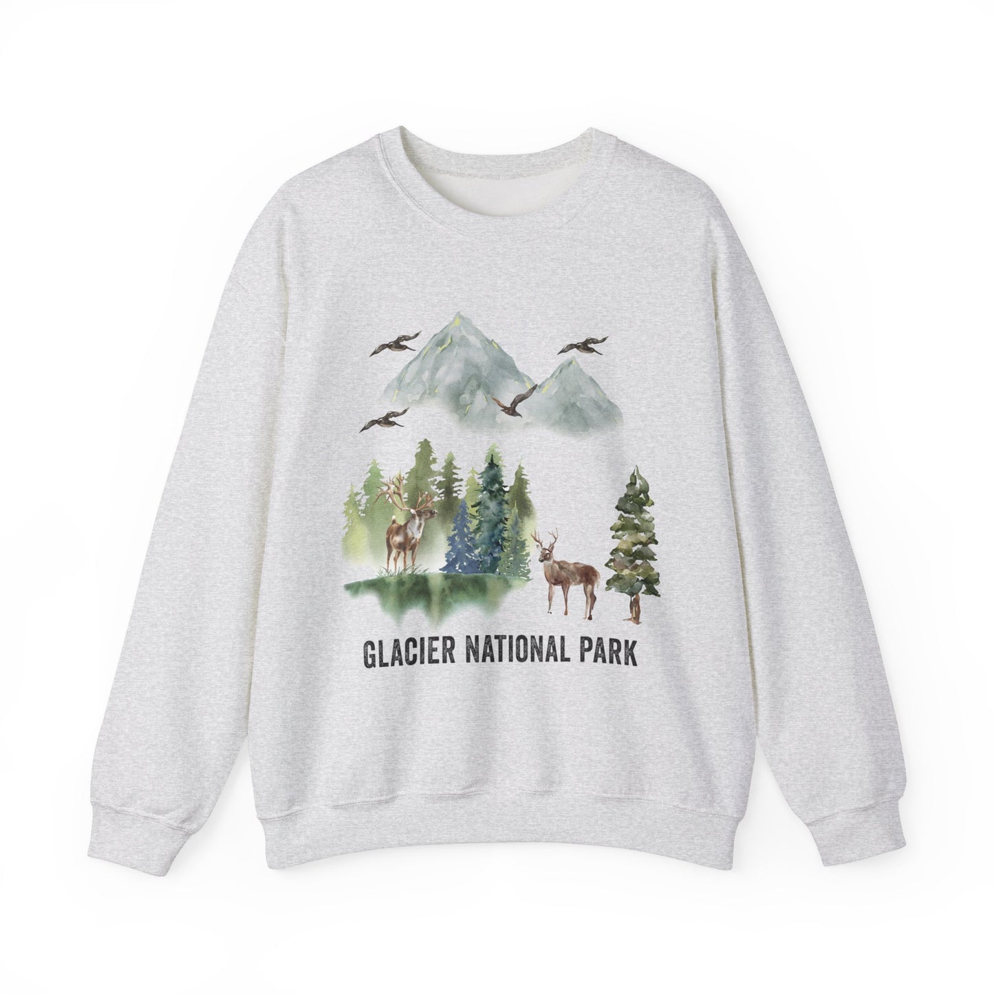 Glacier National Park Mountain Watercolor Sweatshirt - NPT062ALL