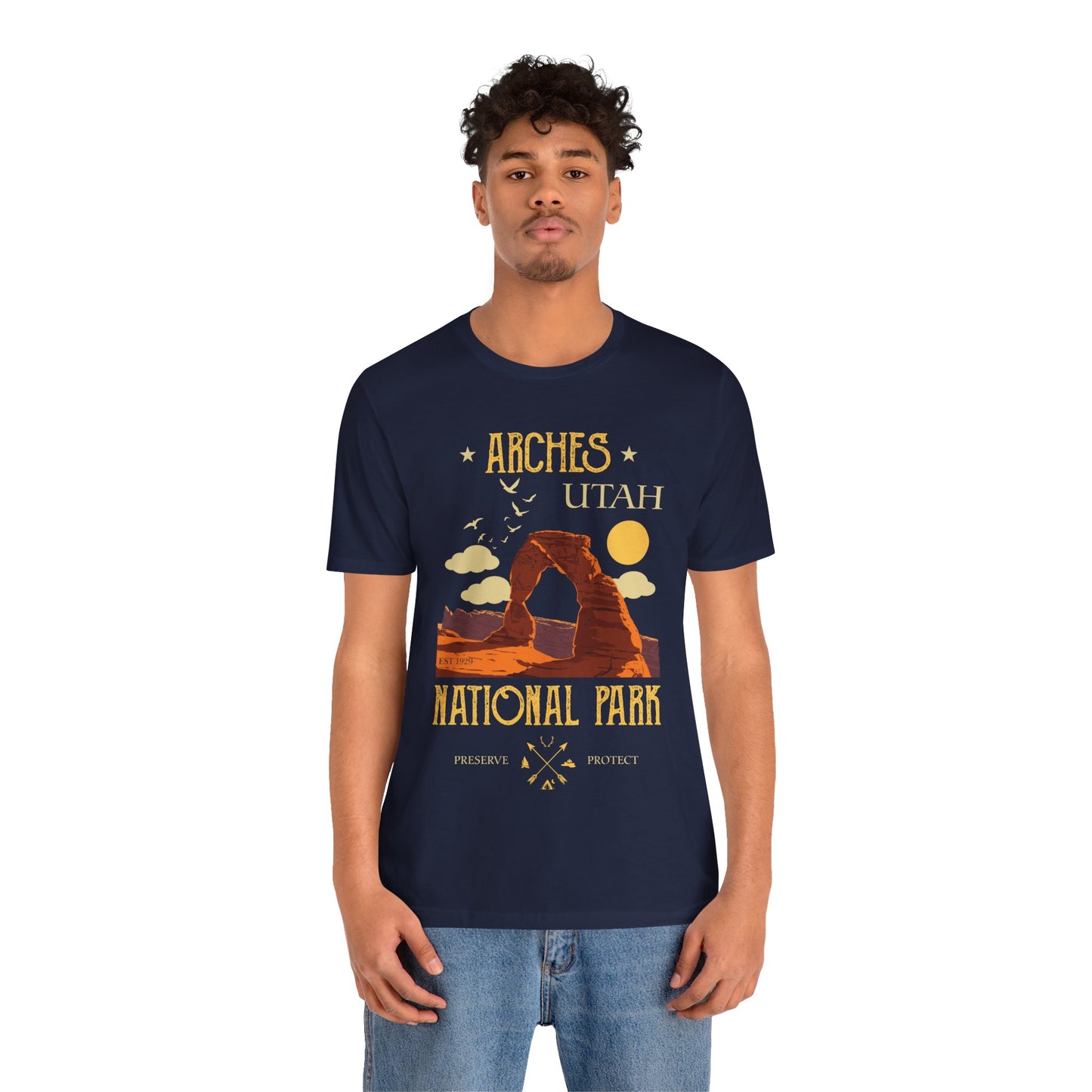 Arches Crewneck Shirt, Vintage Arches National Park Mountain Shirt - NPT046ALL