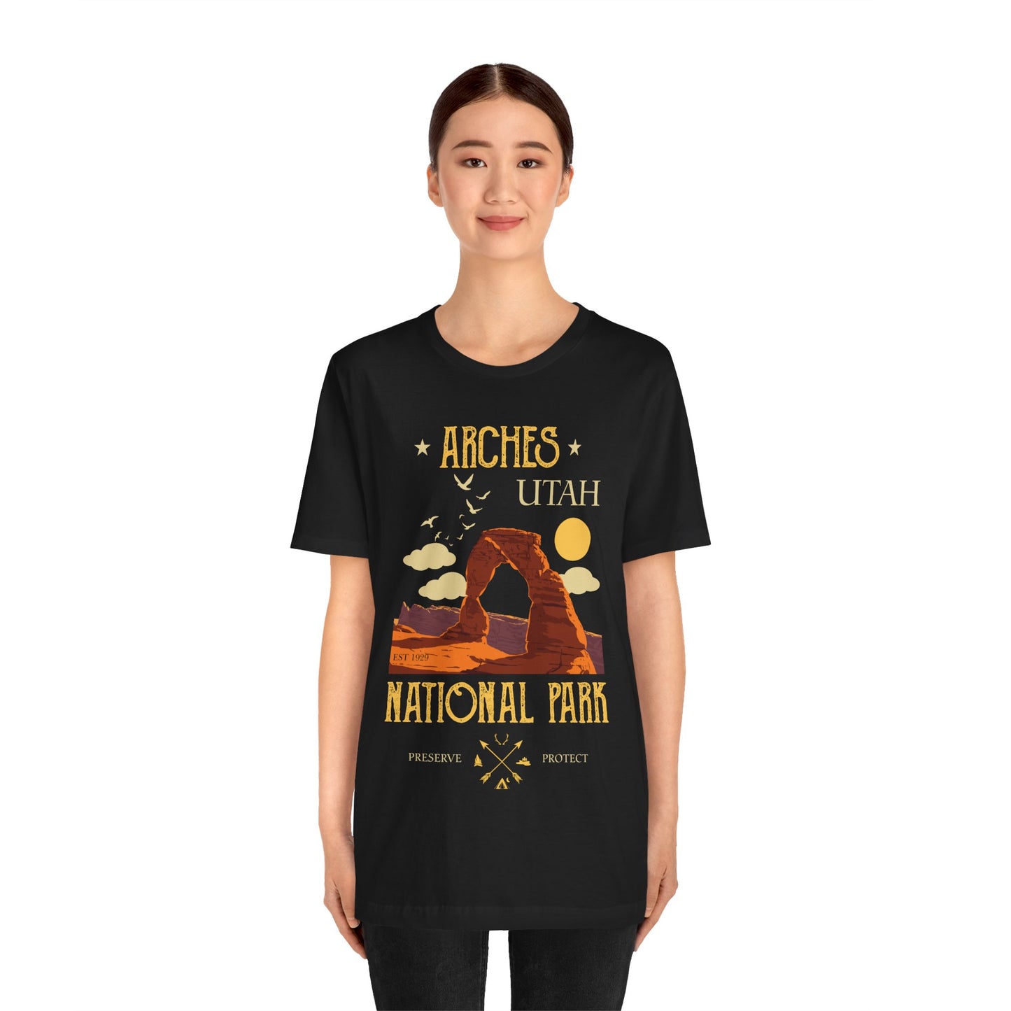 Arches Crewneck Shirt, Vintage Arches National Park Mountain Shirt - NPT046ALL