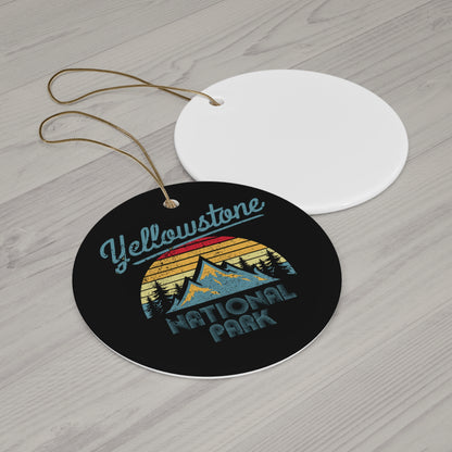 Yellowstone Ornament, Vintage Yellowstone National Park Hiking Mountain Ceramic Ornament - NP095ALL