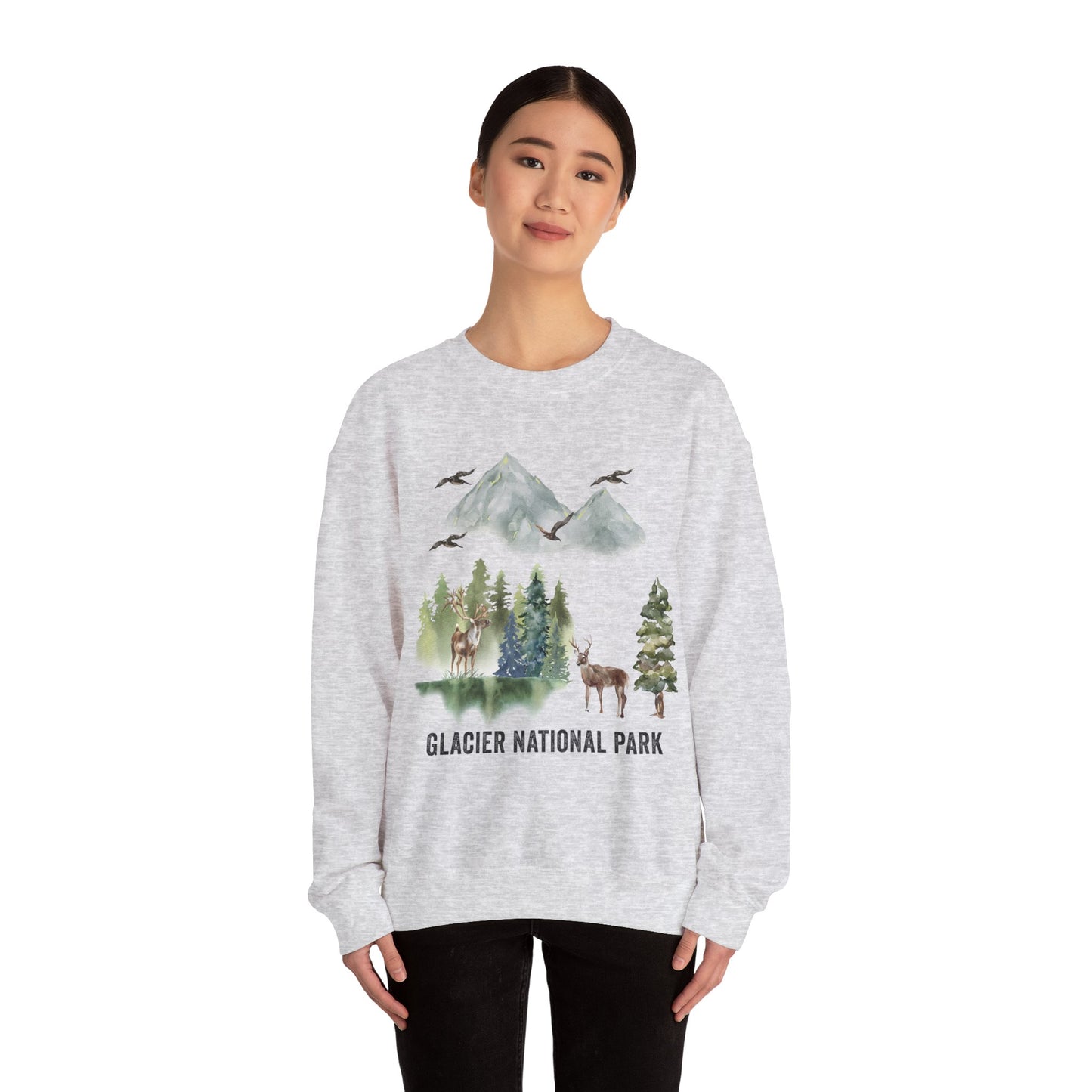 Glacier National Park Mountain Watercolor Sweatshirt - NPT062ALL